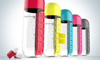 600ml de Sport din Plastic Sticla de Apa Combina Pastilă pe Zi Cutii Organizator Băut Sticle etanșe de Sticlă Pahar în aer liber