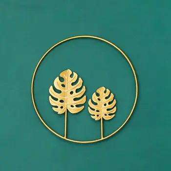 Nordic 24cm Fier Agățat de Perete Ornament de Aur Rama de Tablou din Frunze de Ginkgo Palmier Perete de Fundal Decor Cameră Decor Acasă