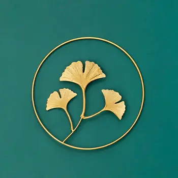 Nordic 24cm Fier Agățat de Perete Ornament de Aur Rama de Tablou din Frunze de Ginkgo Palmier Perete de Fundal Decor Cameră Decor Acasă