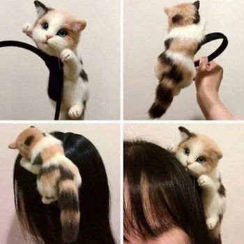 Drăguț 3D de Simulare Minte Pisici Fata Bentita Hairband Petrecere Frizură Păr Hoop pălării de Păr bijuterii accesorii Craciun pentru