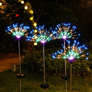 Alimentat de energie solară în aer liber, Iarba Glob de Păpădie focuri de Artificii Lampa Flash String 90 /120/150 LED Pentru Grădină cu Gazon, cu Peisaj de Vacanță Lumina