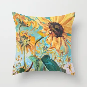 Floarea-soarelui față de Pernă Vara Canapea Dormitor fete de Perna Decor Acasă de Birou Masina Decorative 45x45cm