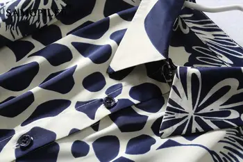 Primăvara Bluze Pentru Femei Nou 2021 Moda Rândul său, în Jos Guler Tie-dye Ink Flori Slim Singur Pieptul Plus Dimensiune Topuri Femeie 4XL
