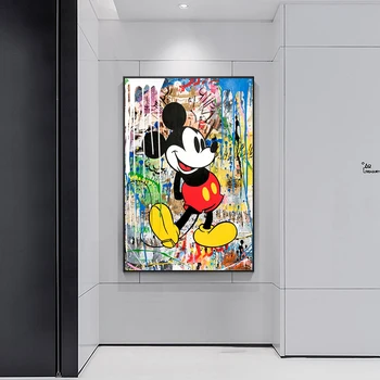 Graffiti Mickey Mouse Postere si Printuri Disney Anime Colorate Arta de Perete Imagine de Imprimare pentru Copii Dormitor Living Room Decor