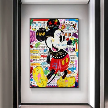 Graffiti Mickey Mouse Postere si Printuri Disney Anime Colorate Arta de Perete Imagine de Imprimare pentru Copii Dormitor Living Room Decor