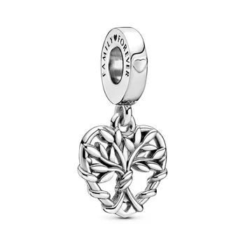 Argint 925 Inima de Aur Dragostea de Familie Copac Legăna Siguranță Lanț de Șirag de mărgele se Potrivesc Original Pandora Farmecul Bratari DIY Bijuterii Femei