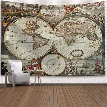 Harta Lumii Tapestry Print Poliester Geometrice Decor De Perete Agățat Tapiserie Decor Pictură În Ulei Prosop De Plajă Pad De Dormit Cameră Decor