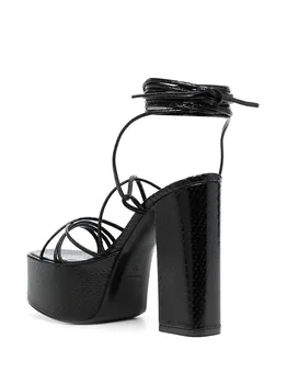 Sexy, Sandale Cu Platforma Pentru Doamne Vara Peep Toe Toc Înalt Bloc Pantofi Model Sarpe Din Piele Eco-Curele Femei Sandale Feminina