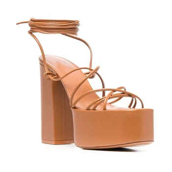 Sexy, Sandale Cu Platforma Pentru Doamne Vara Peep Toe Toc Înalt Bloc Pantofi Model Sarpe Din Piele Eco-Curele Femei Sandale Feminina