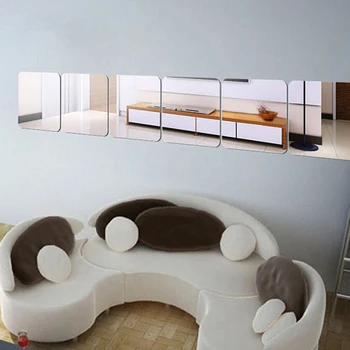 15 buc Oglinda de Perete Autocolant Piața Auto-adeziv Acrilic Gresie Oglindă Autocolante Pentru Dormitor Baie Acasă Decor Mural