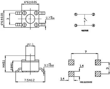 1000Pcs 6x6mm Panel PCB Moment Tactile Tact Mini-Buton Comuta SMT 4pin 6x6x4.3-12 MM 6*6*4.3 MM 5 MM 6 MM 7 MM 8 MM - 12MM
