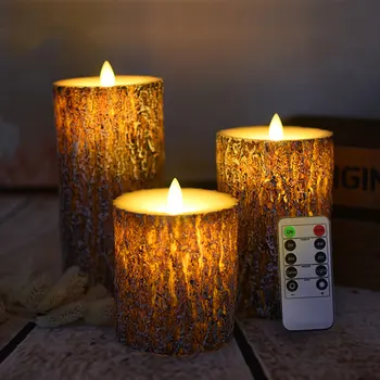1 Set de 3 fără flacără Lumânare Lumina de Noapte Pin Lumanare LED Cu Telecomanda Lumânare de Ceară Pentru Anul Nou, Crăciun, Decorare Nunta