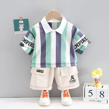 2021 Noi Copii Băieți Fete Haine De Vară De Bumbac Mare Benzi Costum De Sport Pentru Sugari Tricou, Pantaloni Scurți Copii Imbracaminte Treninguri Seturi