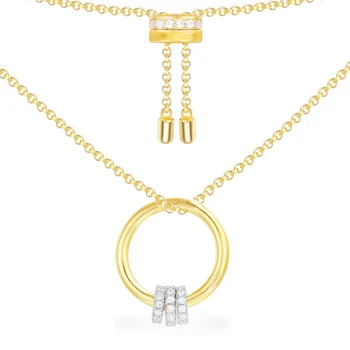 S925 Argint Multi-cercul de Alunecare Colier de Aur Galben Reglabil Lanț Pulover Moda de sex Feminin Brand de Lux Bijuterii