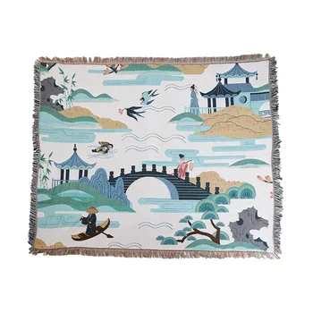 Stil chinezesc tapiserie tricotate Pătură Groasă Dormitor Covor, Cuvertură de pat față de Masă Agățat Patura Decor Acasă