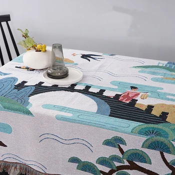 Stil chinezesc tapiserie tricotate Pătură Groasă Dormitor Covor, Cuvertură de pat față de Masă Agățat Patura Decor Acasă