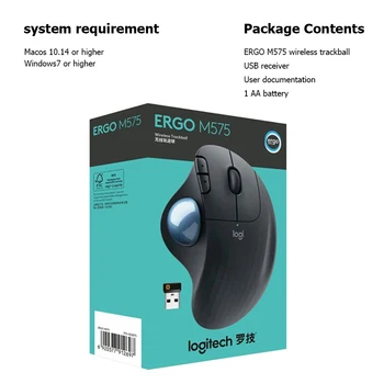 Logitech M575 ERGO Trackingball Mouse Cu 5 Butoane 2000DPI 2.4 HZ Wireless Confortabil Soareci w/redus de Energie Tehnologie pentru Biroul de Acasă