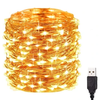 USB LED Lumini Șir de Sârmă Flexibilă Fairy Light Vintage Decor Festiv Impermeabil Cupru Acoperi Bec Garda Lampă de Pandantiv