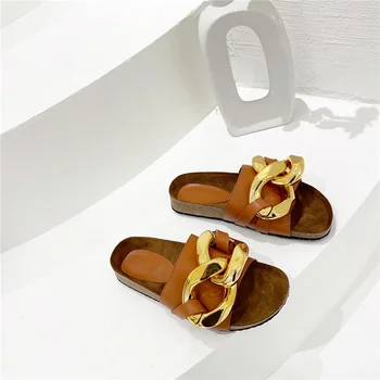 2021 vara noi de moda de lux lanț de aur platforma confortabil papuci de design mocasini papuci de casă Muller