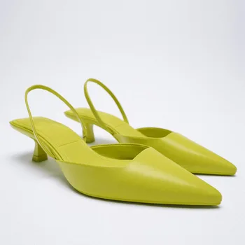 2021 Nouă Primăvară a Subliniat Elegante Femei Singure pantofi Spate Gol Pantofi cu Toc Subtire la Mijlocul Toc pantofi Profesionale