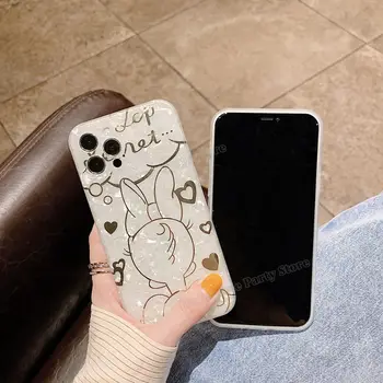 Disney Mickey Minnie Mouse Caz de Telefon Argintiu Lucios Capac de Telefon Femei Coajă de Telefon Mobil pentru IPhone Xr Xs 7 8 11 12 de sex Feminin Cadou