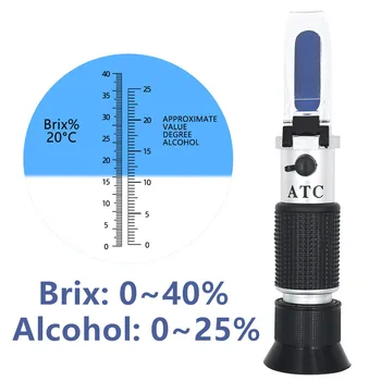 Refractometru Toate tipurile Brix de Alcool Salinitate Refractometru Portabil Vin, Bere, Zahar Legume Fructe Suc cu ATC 40%off