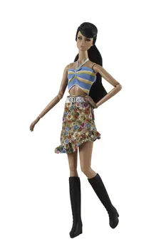Moda Iarna Papusa Haine pentru Papusa Barbie Haine de Blana Mov Top Vesta Fusta Pantaloni 11.5
