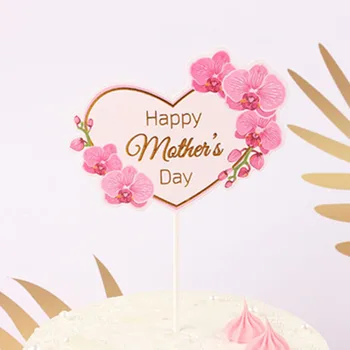 Cake Topper Inima Roz Decor Floare Mamei lui Happy Day Cake Toppers pentru Cadou de Ziua Mamei Prajitura Desert Consumabile