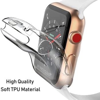 360 Slim Ceas Acoperă pentru Apple Watch Caz SE 6 5 4 3 2 1 42MM 38MM Limpede Moale TPU Screen Protector pentru iWatch 4 3 2 44MM 40MM