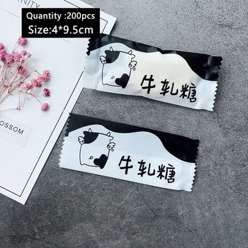 200pcs/Desene animate foarte mult Lapte de Vaca Înapoi Chineză Bomboane Nuga Sac de Ambalare Adorabil Botezul Zahăr Ambalaj Moale Nuga Saci Goodie