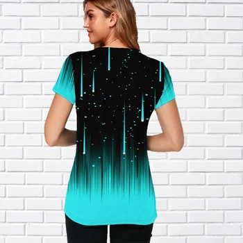 Femei Bluza Halat Femme cu Mânecă Scurtă Noapte Înstelată Butonul de Imprimare de Până Ombre Tricou Plus Dimensiune XS-8XL