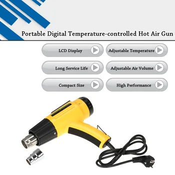 LODESTAR LCD Digital al Temperaturii controlate Electric cu Aer Cald Pistol de Lipit 2000W AC220 Reglabil Căldură IC SMD cu Duza