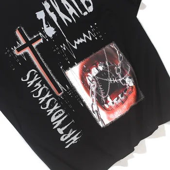 Aolamegs T Camasa Barbati Horror Gothic Rock Lanț Ilustrare Tipărite Barbati Tricouri Largi Moda High Street Vara Streetwear
