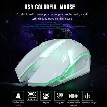 Mouse cu fir X1 USB, 1600dpi Portabil la Modă Reîncărcabilă Luminos Design Ergonomic Pentru Calculator Profesional Gaming Mouse