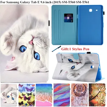 Pentru Samsung Galaxy Tab E 9.6 inch SM T560 Caz Pisica Drăguț Fluture Pictat husa pentru Funda Samsung Galaxy Tab E T561 Copii