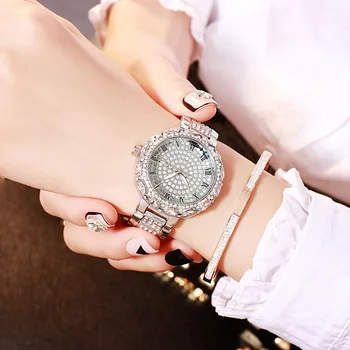 Runda Femei Ceas 2020 Brand de Lux Ceas de Aur Doamnelor Ceasuri de Cristal Femei Cuarț Ceasuri pentru Femei de Moda Ceasuri de mana