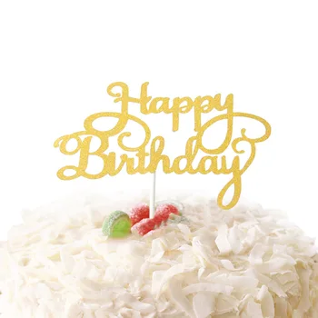 10buc Sclipici Happy Birthday Cake Topper Aur, argint Petrecerea de Ziua Cupcake Topper Pentru Baby shower Cadou Tort Desert Decor