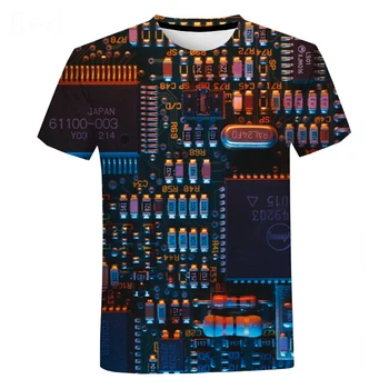 Ciudat nou cip electronic hip-hop-ul T-shirt pentru bărbați și femei mașină 3D de imprimare T-shirt de vară stil Harajuku cu mânecă scurtă sh