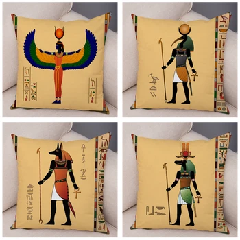 Egiptul antic Totem Faraon față de Pernă Decor Desene animate Anubis Print fata de Perna pentru Canapeaua de Acasă Pluș Moale Pernă 45*45cm