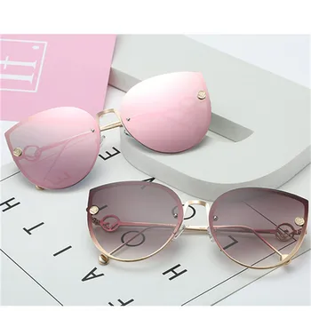 Ochi de pisica ochelari de Soare Femei 2021 Metalice de Lux de Brand Designer de Petrecere Doamnă Epocă fără ramă Gradient de Ochelari de Soare Pentru Femei UV400