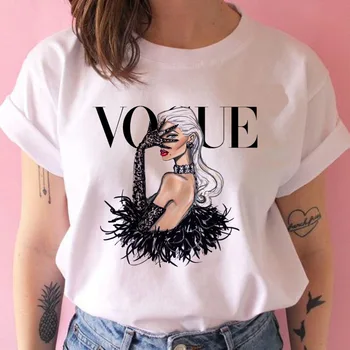 Vogue printesa serie tipărite femei tricou cu mânecă scurtă, haine lejere plus dimensiunea îmbrăcăminte pentru femei