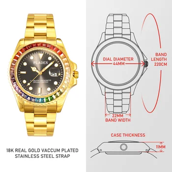 PLADEN Brand de Top pentru Bărbați Ceasuri de Lux Green Diamond Bezel Cuarț Ceas de mână rezistent la apă de Mare Cadran de sex Masculin Ceas de Afaceri Orologio Uomo