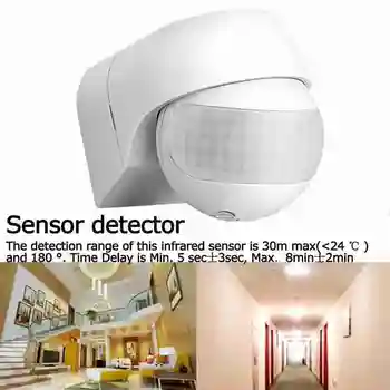 Noi 1buc Senzor de Mișcare 110v~230v Detector de Mișcare Automată Senzor de Lumină în aer liber Grad Comutator Infrarosu 180 PIR Rotație Tim W4P1