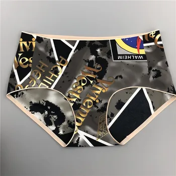 Negru Imprimat Femei Chiloți de Mătase Lenjerie de Satin Confort Bumbac Picioare Femme Chiloți Respirabil Lenjerie Sexy Sport Pantalon