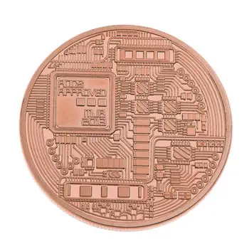 1buc Cupru Placat cu Aur Bitcoins Fizice Metal Colecție de Artă Monedă Petrecere de Anul Nou Cadou Suvenir Decor BTC de Epocă Imitație