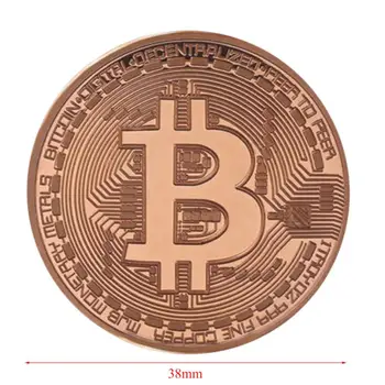 1buc Cupru Placat cu Aur Bitcoins Fizice Metal Colecție de Artă Monedă Petrecere de Anul Nou Cadou Suvenir Decor BTC de Epocă Imitație