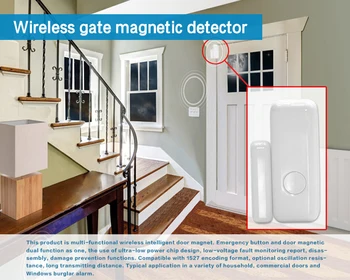 MULO Ușa Fereastra Senzorului de Detectoare Compatibil cu 433MHz Sistem de Alarma Wireless PG107 PG106