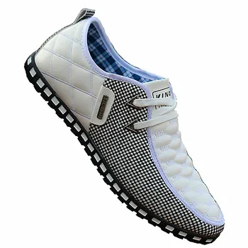 Barbati din Piele Pantofi Casual Barbati Pantofi Respirabil Greutate de Lumină Alb Adidasi Pantofi pentru Condus Subliniat Toe Oameni de Afaceri PU Pantofi