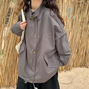 Jachete Femei Plisată Solid Simplu Casual Buzunar Toate-meci de Elevi Vrac Singur Pieptul Streetwear Harajuku la Modă Haina Noua