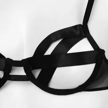 Femei Lenjerie Erotica Sutien Vedea Prin Intermediul Ochiurilor De Plasă Pur Lenjerie Reglabil Spaghete Curele De Umăr Tăiat Cupe Underwired Bra Top